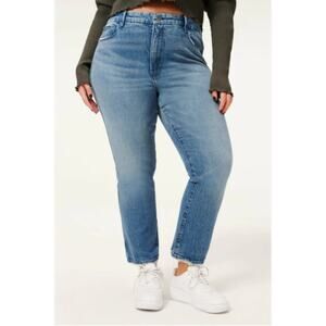 Good American Jeans Good Curve Straight Natural Fray Hem High Rise 14